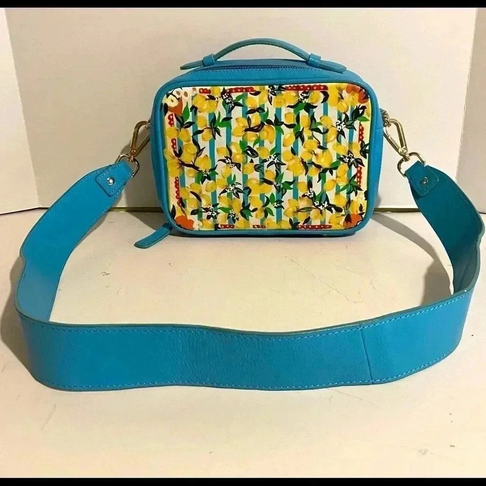 Hand painted multicolor leather shoulder handbag